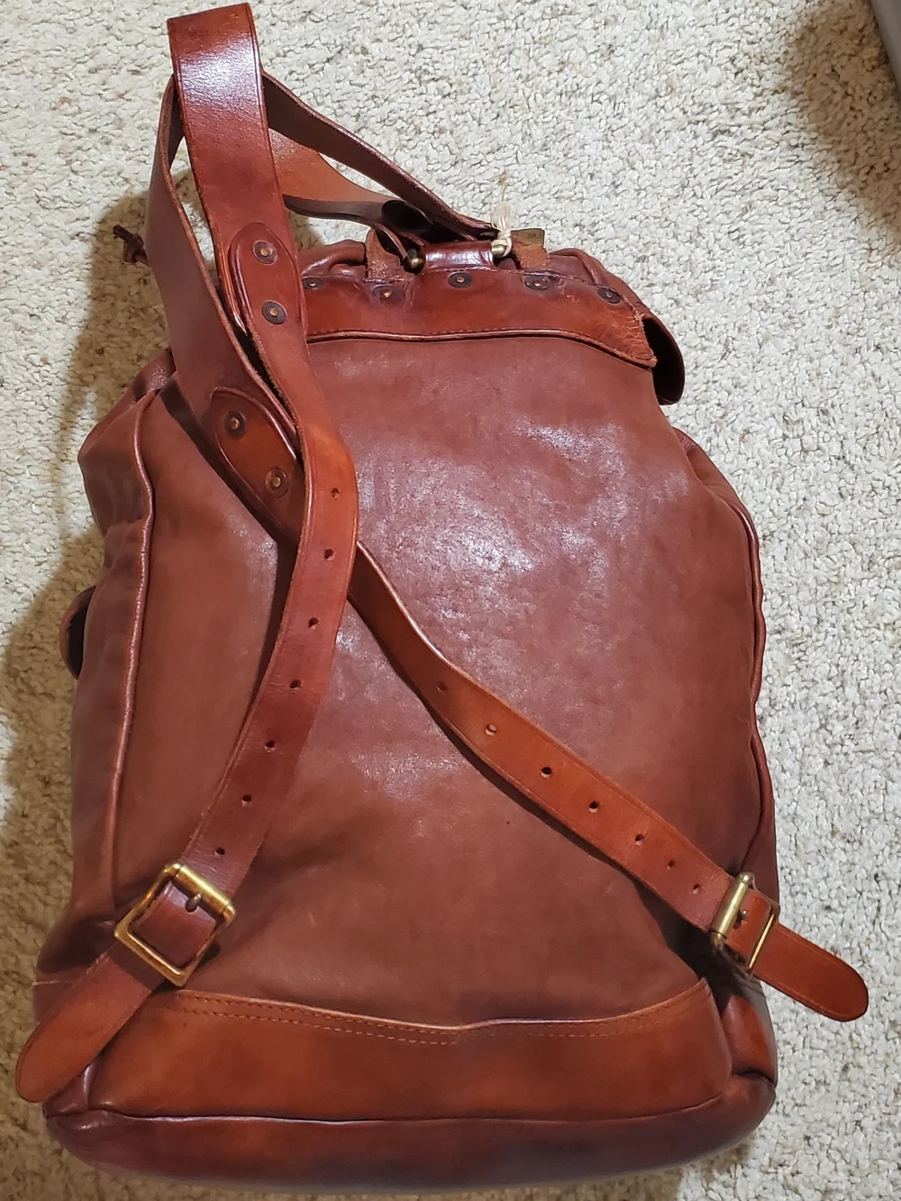 Ralph Lauren Double RL Brown Leather Backpack